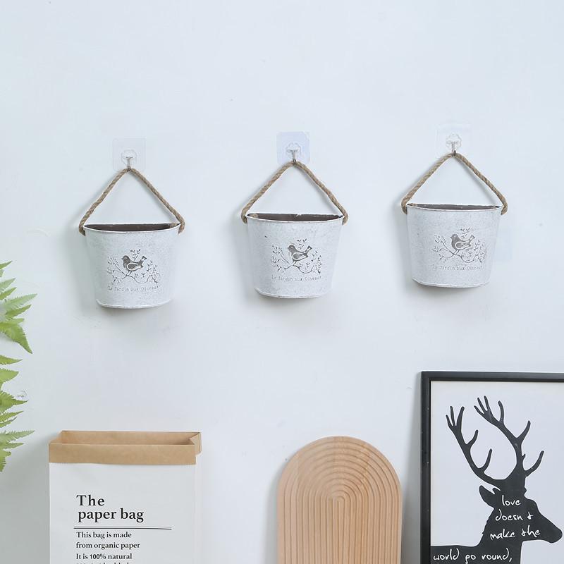 American Country Wrought Iron Flower Basket Wall Decoration