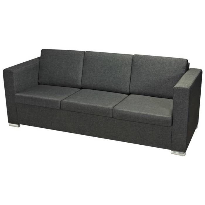 VidaXL Canapé à 3 places Tissu Gris foncé 243584