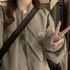 Women's Loose Irregular Flight Jacket - American High Street Style, Spring & Autumn Neutral Workwear Baseball Jacket.