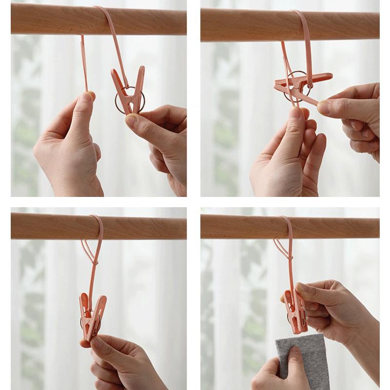 12pcs Windproof Clothespins Plastic Laundry Clip Portable Bra Socks Hanger Hook Quilt Clothing Clip Hanging Rope Clothes Peg