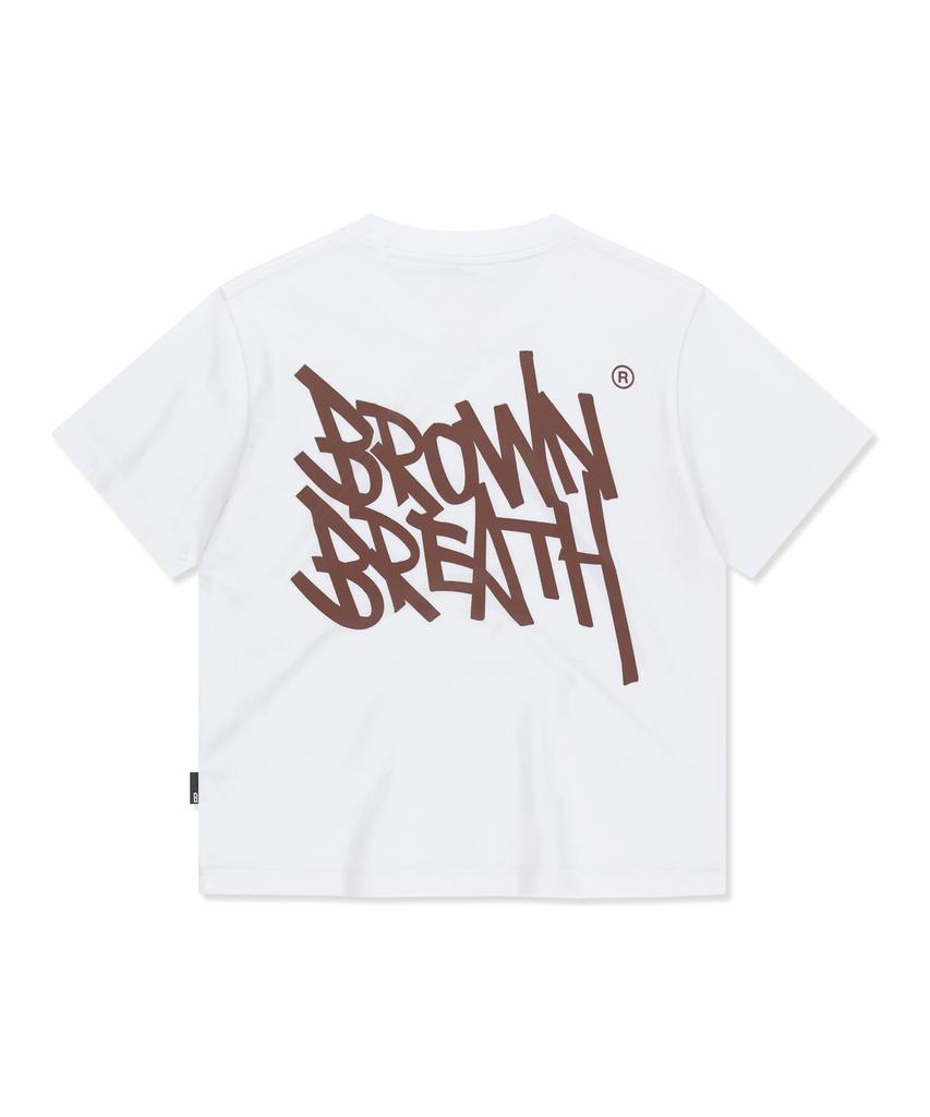 BROWNBREATH W Tag Crop Tee - White