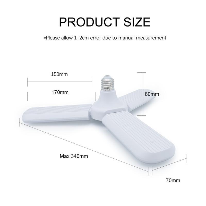 LED Bulb E27 220V Industrial Adjustable Foldable Fan Blade Light SMD2835 Home Decor Lamp Workshop Garage Lighting 30W 45W 60W