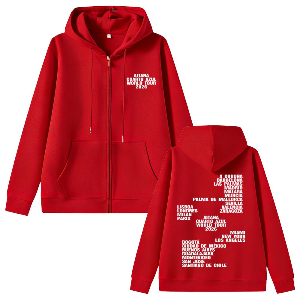 Singer Aitana World Tour Merch Zipper Hoodie Fans Gift Men Women Fashion Vintage Oversized Zip Up Jacket Coat
