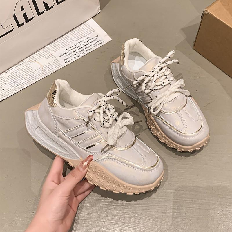 Fashion Autumn New Women's Shoes Fashion Cross Tied Non Slip Platform Sneakers Comfortable Height Increase Outdoor Casual Running Shoes