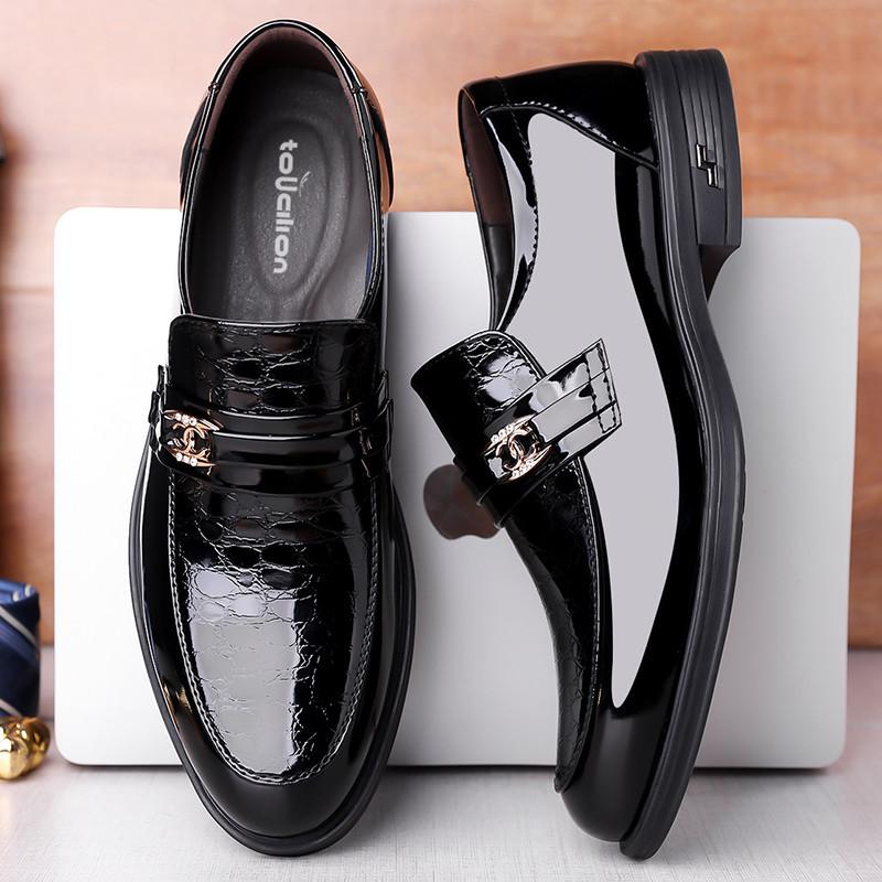 Lederschuhe Herren Weiches Leder Formelle Kleidung Atmungsaktiv Glänzend Business Freizeit Jugend Britische Hochzeit Helle Lederschuhe