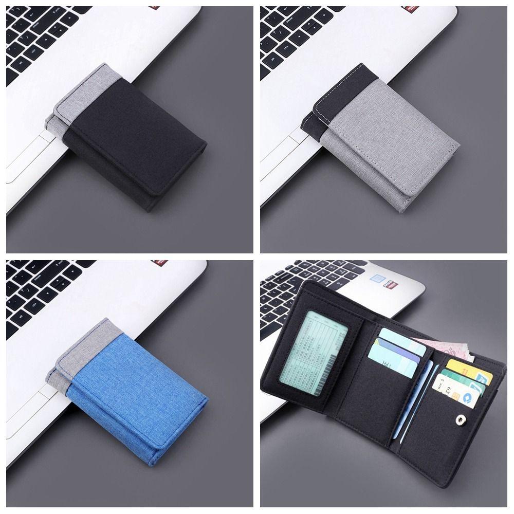 

Multi-position Three Fold Purse Short Canvas Money Clip Fashion Men Wallets Girls