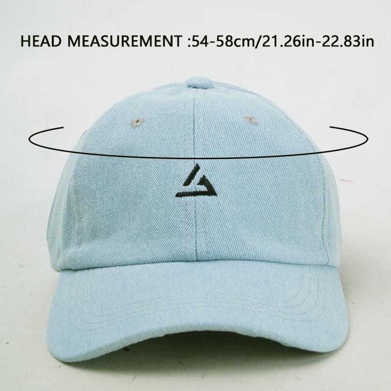 Lucky Triangle logo Embroidery Denim Blue Sun Hats Peaked Baseball Cap for Women Men 54-58cm