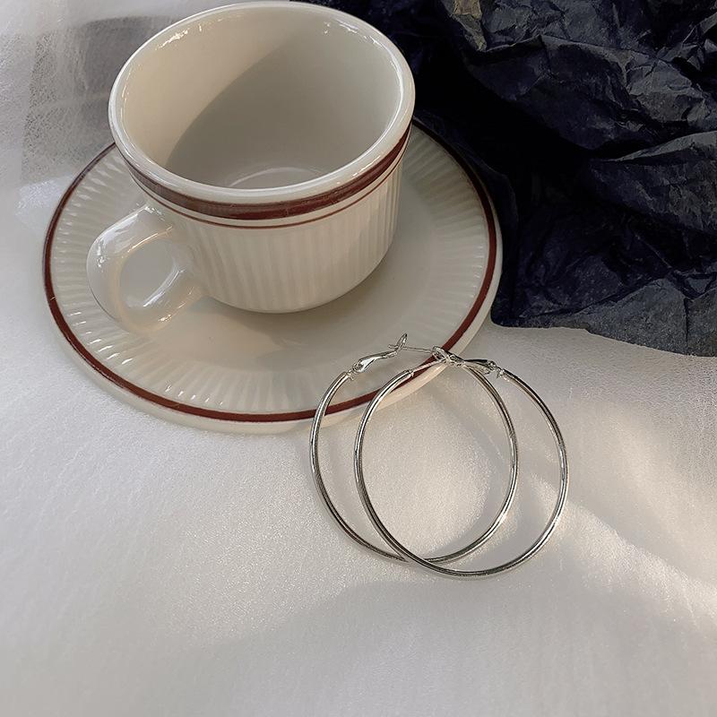 Simple Exaggerated Large Circle Hoop Earrings for Women Personality Trendy Plain Ring Earrings Jewelry Multiple Sizes Available