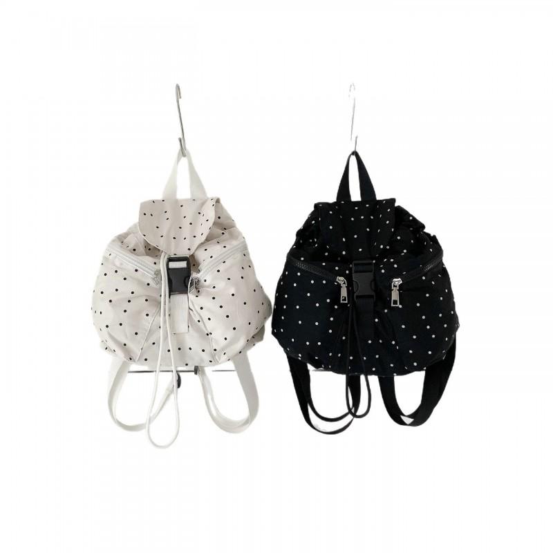 Womens Small Canvas Backpack With Polka Dot Star Print Casual Daypack Travel School Daily Use