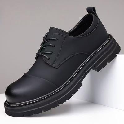 New Spring and Autumn Men's Leather Shoes Business Dress Groom British Office Trendy Men's Shoes Round Head Leather Shoes