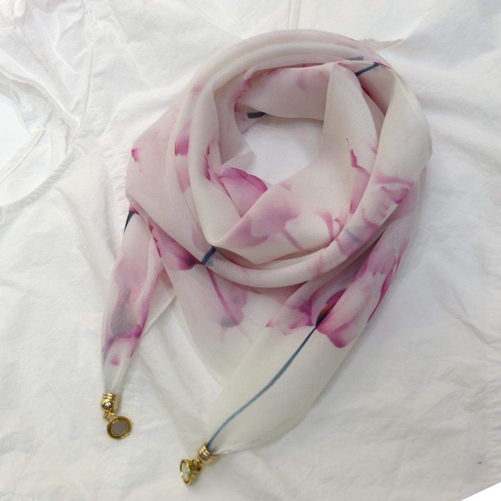 Elegant Floral Print Silk Scarf for Women