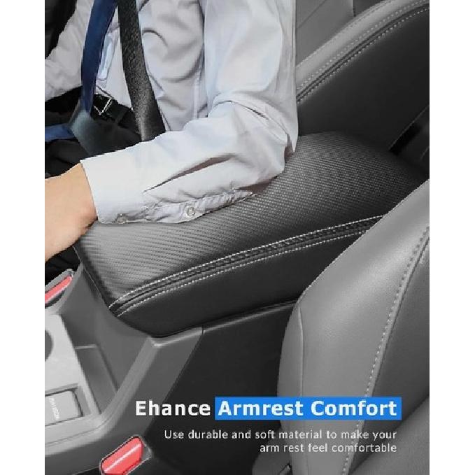 Carbon Fiber Leather Center Console Armrest Cover For Subaru Crosstrek 2024