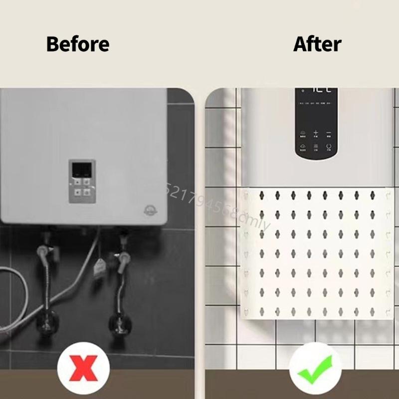 ABS Wall Mounted Bathroom Shelf Adhesive Without Drilling Easy Installation Protective Pipe Cover Storage Rack 6XDE