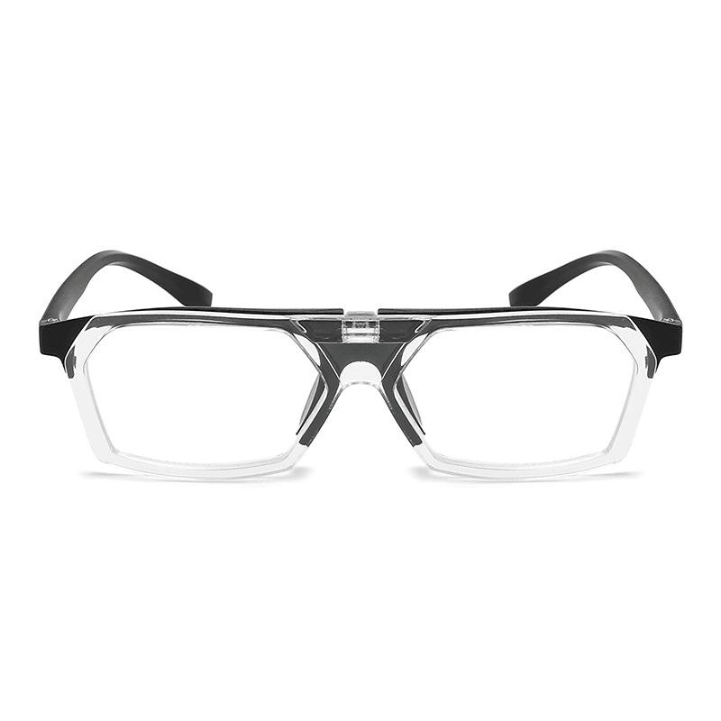 Unisex Fashion Flip Over Reading Glasses Square Frame Bifocal Eyewear for Men Women HD Lens Near and Far Sight Glasses