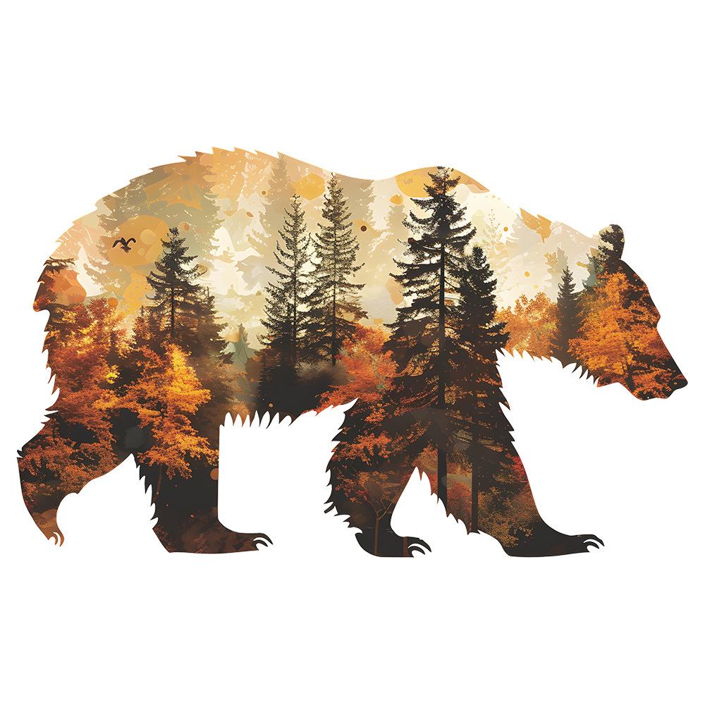 

Мультяшный Бурый Медведь Силуэт Леса Наклейка на Стену Самоклеящаяся для Спальни Гостиной Украшение Стены Съемная 39x70CMx3PCS разноцветный