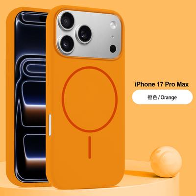 Official Orange Magnetic Silicone Case for iPhone Air 16 15 Plus 17 14 13 12 11 Pro Max Wireless Charging Soft Cover