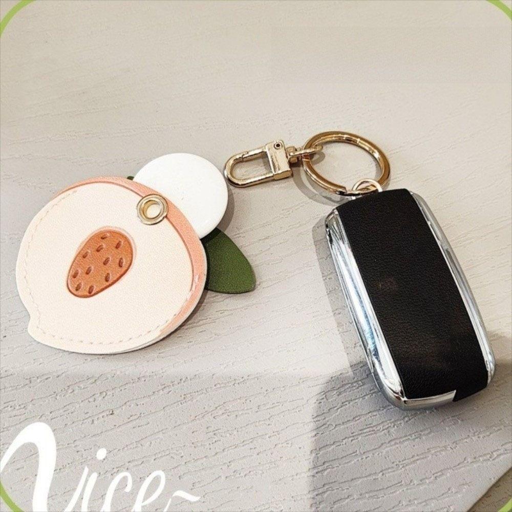Leather Fruit Key Chain Anti-lost Access Card Holder Cute Bag Pendant  Bag Charm