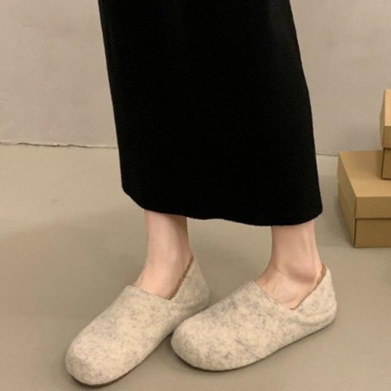 Winter Women Comfort Loafer Shoes Fashion Shallow Slip on Shoes Concise Outdoor Warm Cotton Shoes