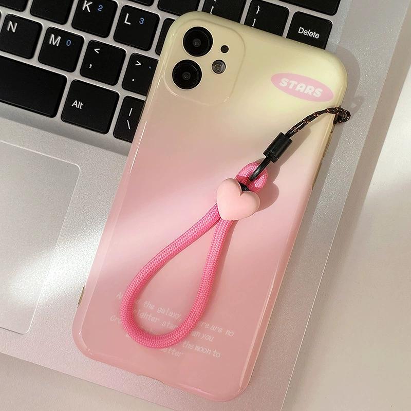 Solid Color Love Heart Cellphone Hanging Rope Durable Mobile Phone Shell Hanging Chain USB Key Camera Anti Loss Hanging Decoration