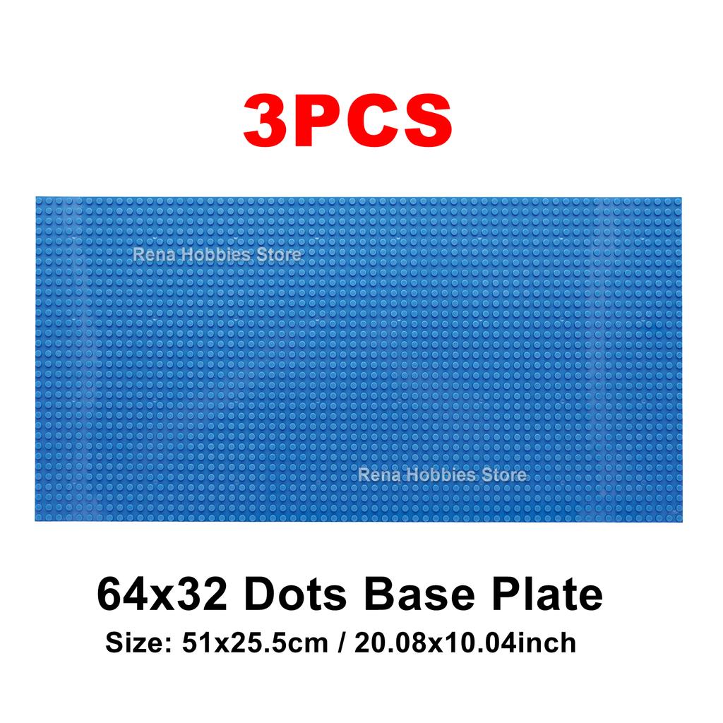 3PCS 32x64 Dots Baseplate DIY Assembled Small Building Blocks Classic Bricks Base Plate for MOC City Figures Construction