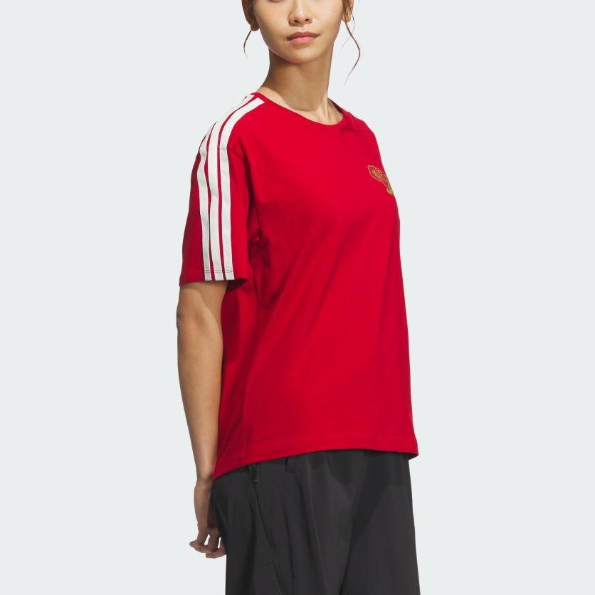 Adidas Cny Comfortable Casual Simple Short Sleeve T-Shirt Women Tops Red JM8836