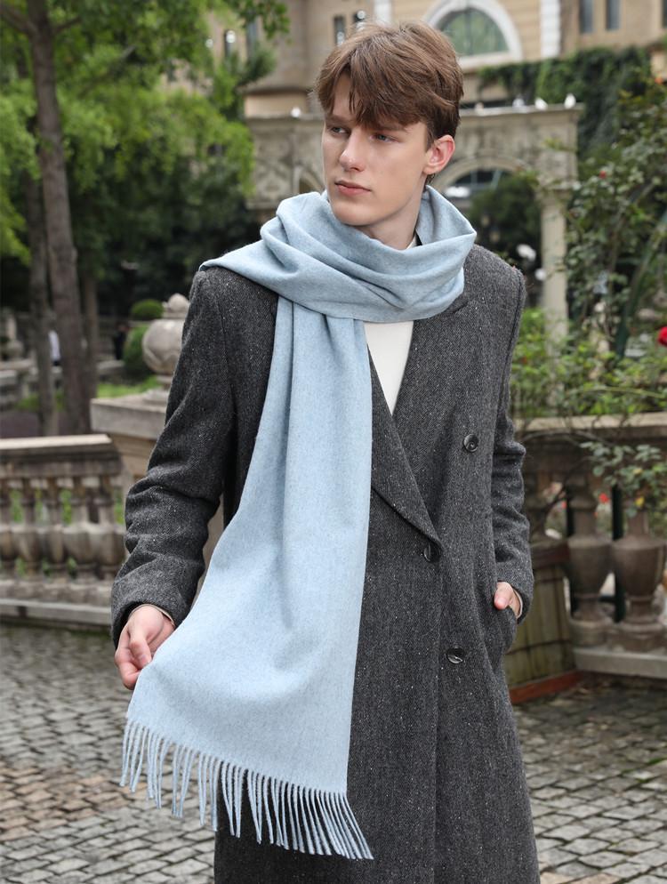 Premium Wool Cashmere Scarf: Women's Thick, Versatile Shawl for Autumn/Winter, Solid Colors, Unisex Style.