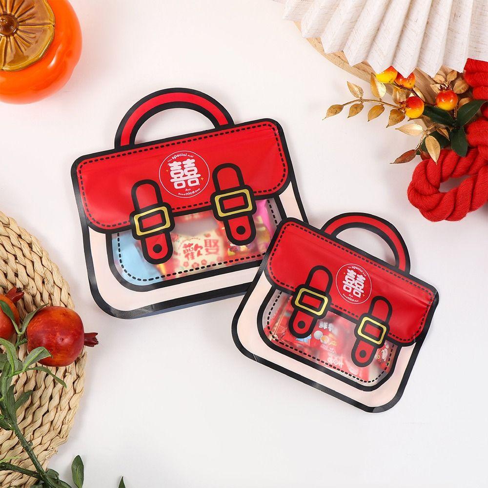 10pcs Cute Wedding Zipper Bag Plastic Candy Bag School Bags Shape Gift Bag  Holiday Party Decor