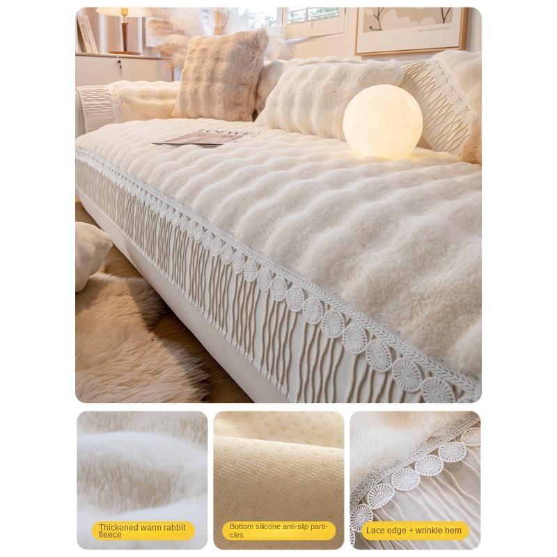 

Новая зимняя подушка для дивана с кроличьим пухом утолщена для осенних и зимних плюшевых подушек, а нескользящие кожаные чехлы для диванов покрыты 70*70cm