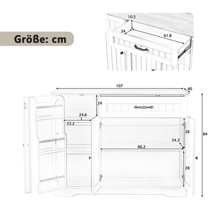 Buffet moderne - MODERNLUXE - 107x40x83.4 cm - 3 portes - 1 tiroir - Étagères réglables - Noir - MDF