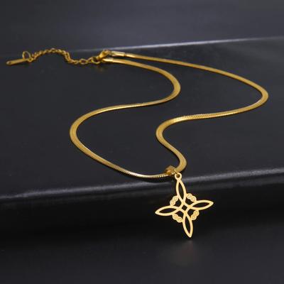 Collar Vintage con nudo de bruja para mujer, colgante de la suerte, amuleto de protección de los celtas irlandeses, regalo de joyería Wicca de brujería de acero inoxidable