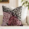 Rosa Leopardenmuster Kissenbezug Natürlicher Leinenstoff Beidseitiger Druck Zierkissenhülle für Sofa Couch Heimdekoration
