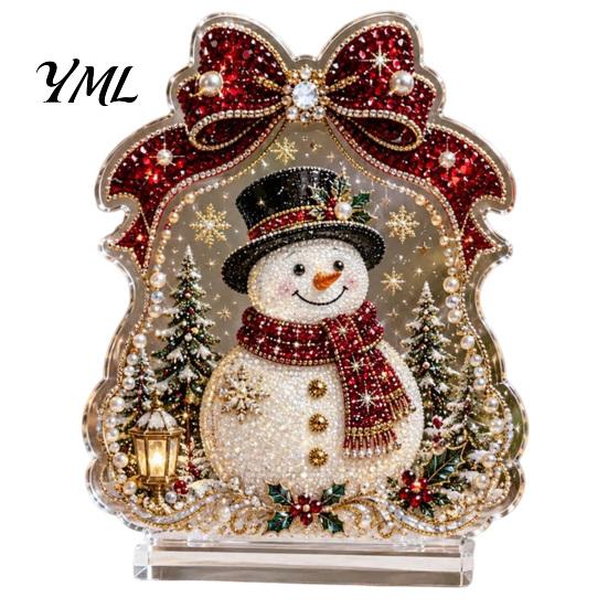 Seasonal Home Table Decorations Christmas Faux Diamond Painting Tabletop Ornaments, Beginner-Friendly DIY Acrylic Rhinestone Art Xmas Party
