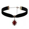 Cherry Red Gem Velvet Gothic Necklace Jewelry