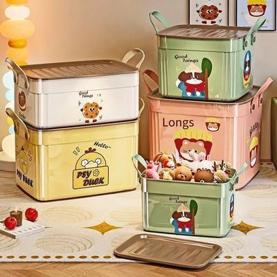 Large Capacity Cartoon Toy Storage Box with New Design Plastic Organizer for Snacks Desktop Living Room Kids Room Organization