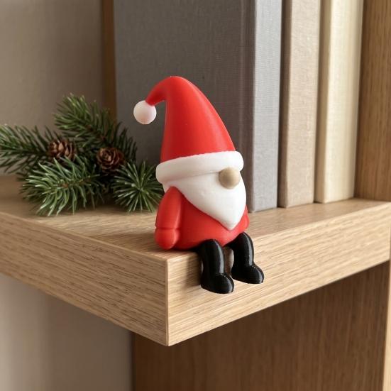Christmas Fireplace Decor 3D Printed Santa Claus Figurine, Shelf Sitter Decoration, Durable Figurine Small Gnome Statue for Desktop Home Seasonal Gift
