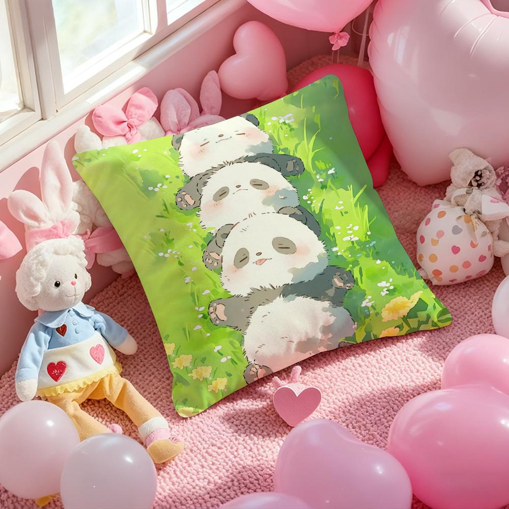 hand-drawn panda Cute Cushion Cover Pattern Printed Pillowcase for Living Room Sofa Cushion Cover & Bedroom Decor