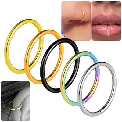 5Pcs Titanium Nose Rings Septum Piercing Clicker Nose Hoops Piercings Hinged Segment Rings Helix Piercing Unisex Body Jewelry