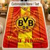 Flannel BlanketBorussia Dortmund Custom Name Text Personalized Soft Warm Throw Blanket Home Decor Gift