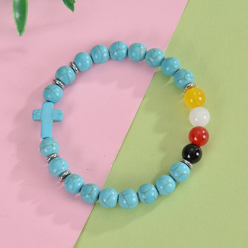 Fashion Europe and America 8mm Obsidian Yellow Crystal Cross Bracelet Fashion Natural Stone Bead Bracelet  Wholesale