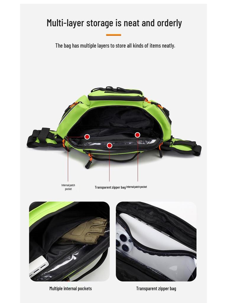 Men's Multifunctional Outdoor Cycling & Fishing Waist Bag - Expandable Crossbody Lure & Rod Storage Bag