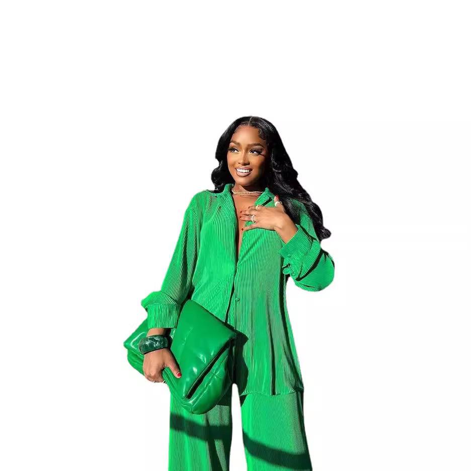 EU & US Women's Sexy Pleated Loose Casual Multi-color Set - Orange