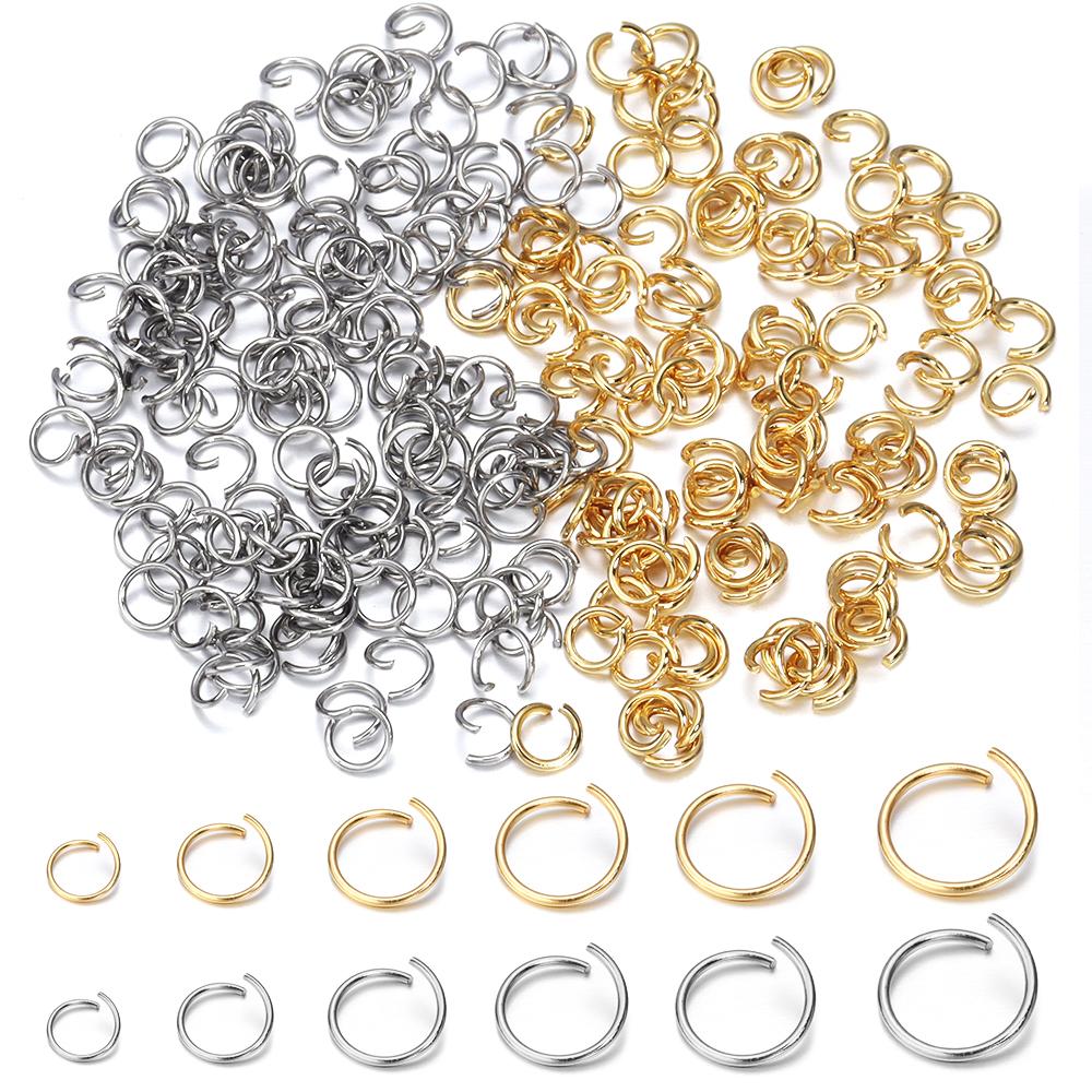 100-200pcs 3-8mm Gold Stainless Steel Open Jump Rings Split Rings Connectors For DIY Necklace Jewelry Finding Making Accessories