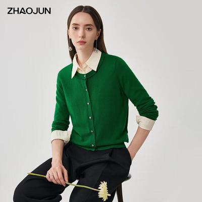 Zhaojun Damen Feinstrick Cardigan aus feiner Wolle