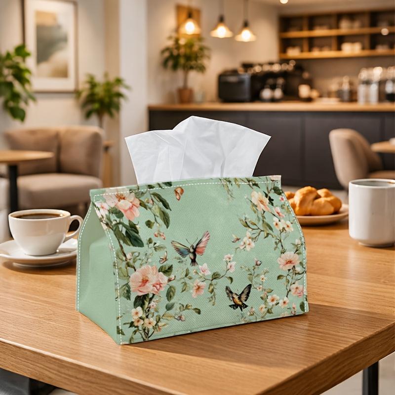 1pc Shabby Chic Floral Bird Tissue Holder | Versatile Napkin Dispenser, Ideal for Home, Gatherings, Car Decor Mint Green Rose Nature - Stylish Tissue