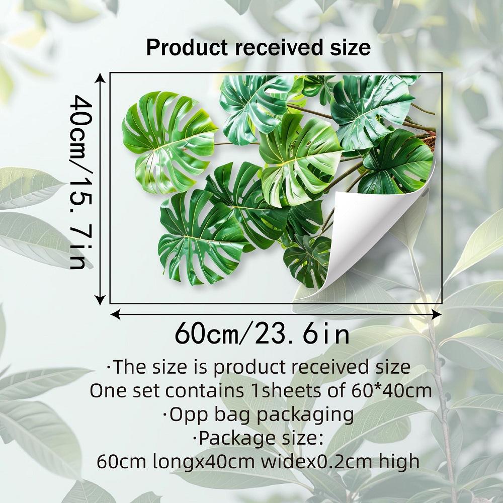 

Fresh Realistic Monstera Green Plant PVC Wall Sticker for Room Hallway Self Adhesive Home Decor 40x60cm зелёный