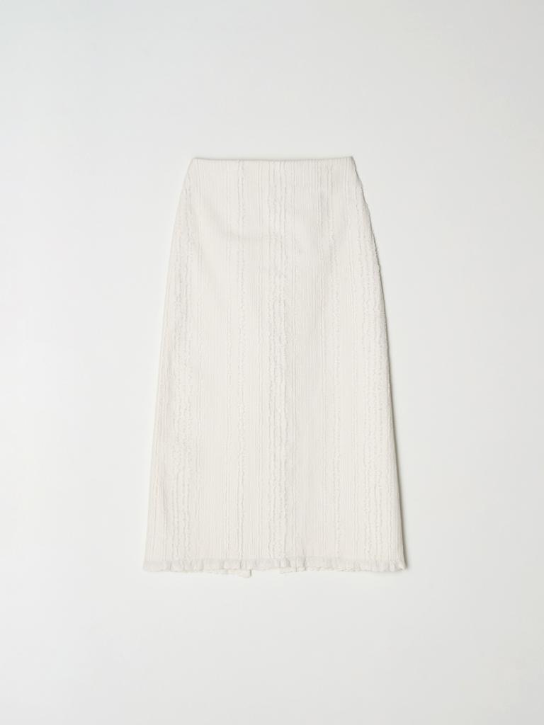 B Muse Mansion Fringe Lace Frill Skirt - Off White