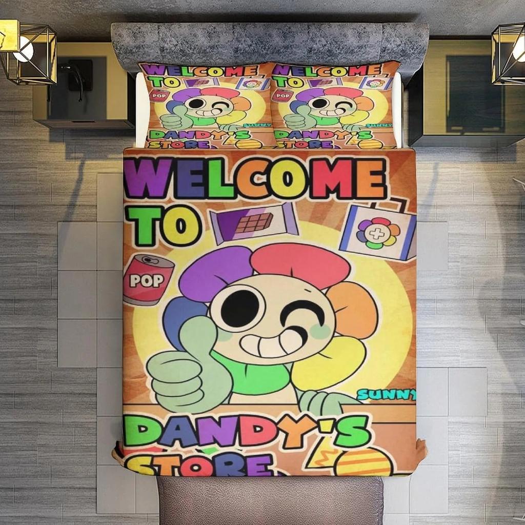 Hra D-Dandy's World Povlečení 3D Tištěná Sada Povlaku na Přikrývku s Povlaky na Polštáře Chlapec Dospívající Děti Narozeninový Dárek Měkké Roztomilé Ložní Prádlo