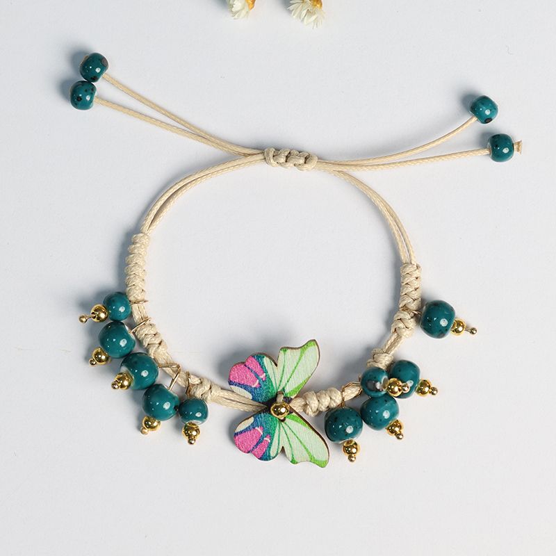 

Свежая литература и искусство Браслет из керамических бусин с бабочкой и фруктами Женский фарфоровый браслет с бусинами в виде роз Плетеный ручной ремешок Браслет для подруг Темпераментный Дикий Spot Green [butterfly color random delivery]]