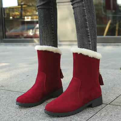 Fashion Women Boots Women Mid-Calf Boots Round Toe Outdoor Casual Shoes Ladies Warm Plus Size 43 Botas Altas Mujer
