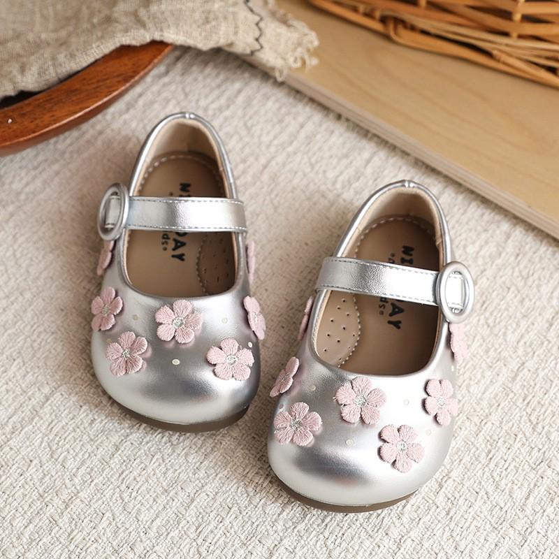 Girls Flat Shoes With Floral Embroidery Soft Sole Low-Cut Princess Style Dresses